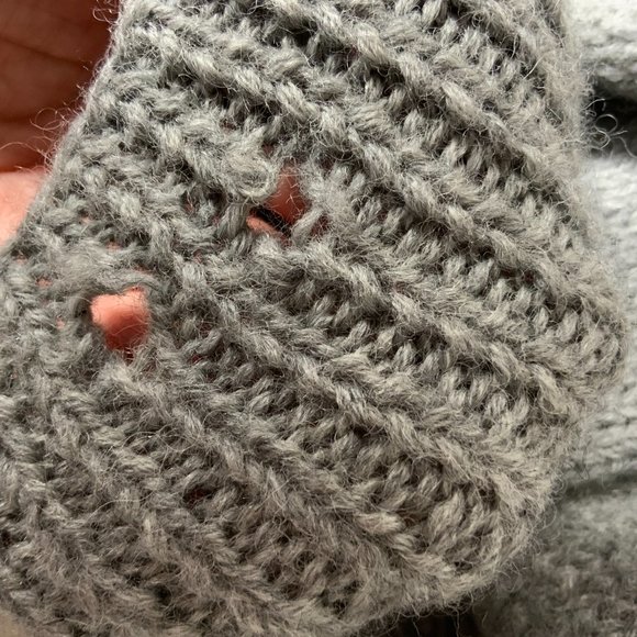 Vintage Wool LL Bean Fair Isle Sweater Zip Cardigan Grunge Holes Chunky Heavy XL - Picture 12 of 14